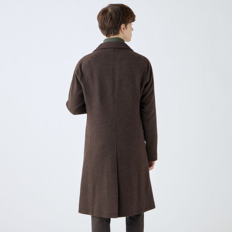 ブラックライン 【SL】ウールブレンド ラグランチェスターコート/ブラウン×チェック/RE:NEWOOL ブラウン系(茶)