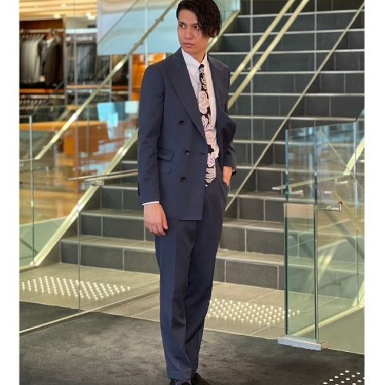 スーツセレクト 【発送在庫あり】【CLASSICO TAPERED】【春夏】6釦2掛けダブルスーツ 1タック/ネイビー/MARZOTTO ネイビー系(紺)