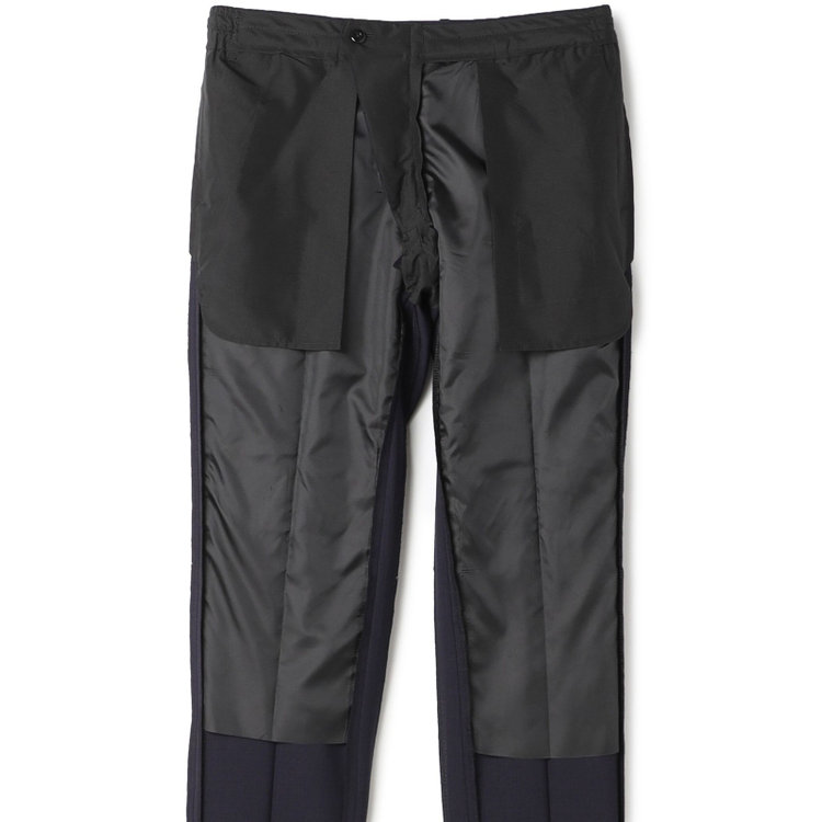 ブラックライン 【SLIM TAPERED_2】【春夏】2釦シングルスーツ 0タック/ネイビー×シャドー/ウエストシャーリング/4S SUSTAINABILITY&ECOLOGY FABRIC/※パンツ裾上げ済仕様 紺中間