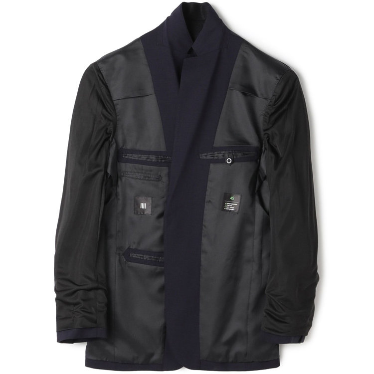 ブラックライン 【SLIM TAPERED_2】【春夏】2釦シングルスーツ 0タック/ネイビー×シャドー/ウエストシャーリング/4S SUSTAINABILITY&ECOLOGY FABRIC/※パンツ裾上げ済仕様 紺中間