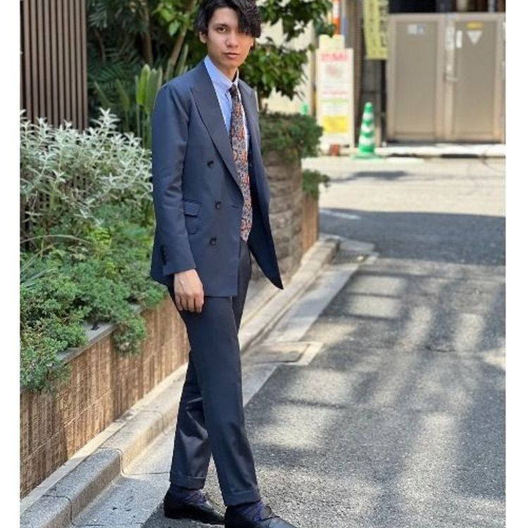 スーツセレクト 【発送在庫あり】【CLASSICO TAPERED】【春夏】6釦2掛けダブルスーツ 1タック/ネイビー/MARZOTTO ネイビー系(紺)