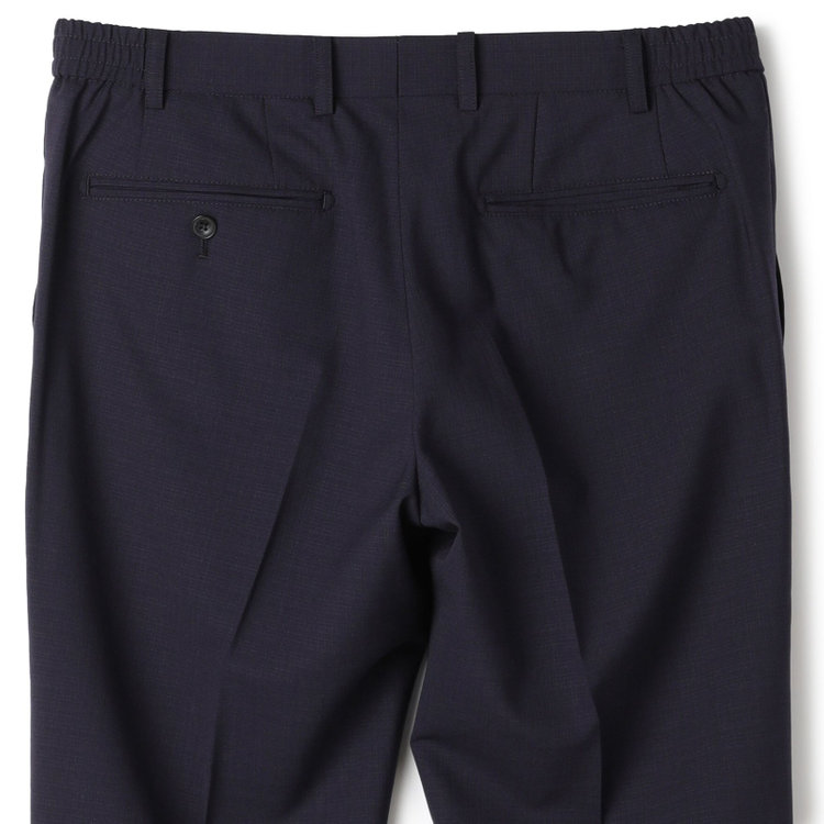 ブラックライン 【SLIM TAPERED_2】【春夏】2釦シングルスーツ 0タック/ネイビー×シャドー/ウエストシャーリング/4S SUSTAINABILITY&ECOLOGY FABRIC/※パンツ裾上げ済仕様 紺中間