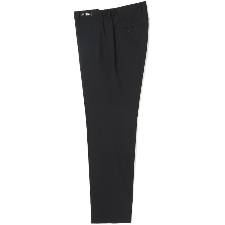 ブラックライン 【発送在庫あり】【SLIM TAPERED】【春夏】4S 0タックテーパードパンツ/ブラック×シャドーストライプ/ウエストシャーリング仕様/ウォッシャブル/※裾上げ済仕様 黒