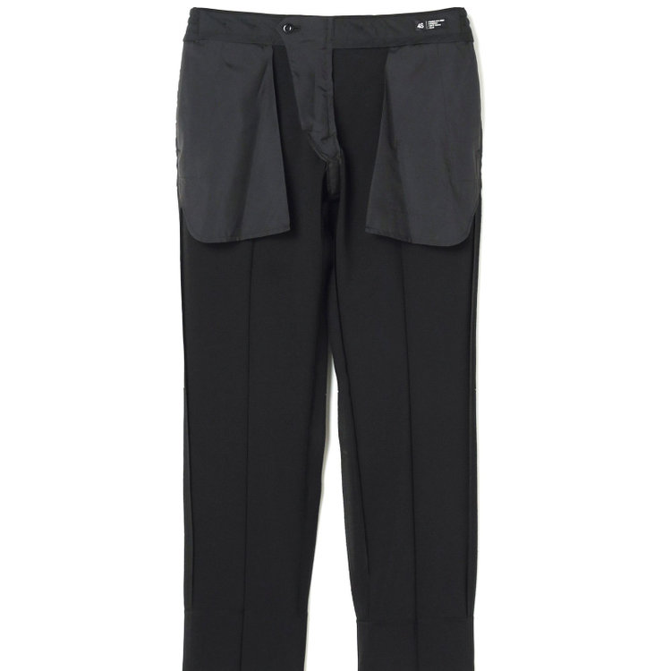 ブラックライン 【発送在庫あり】【SLIM TAPERED】【春夏】4S 0タックテーパードパンツ/ブラック×シャドーストライプ/ウエストシャーリング仕様/ウォッシャブル/※裾上げ済仕様 黒