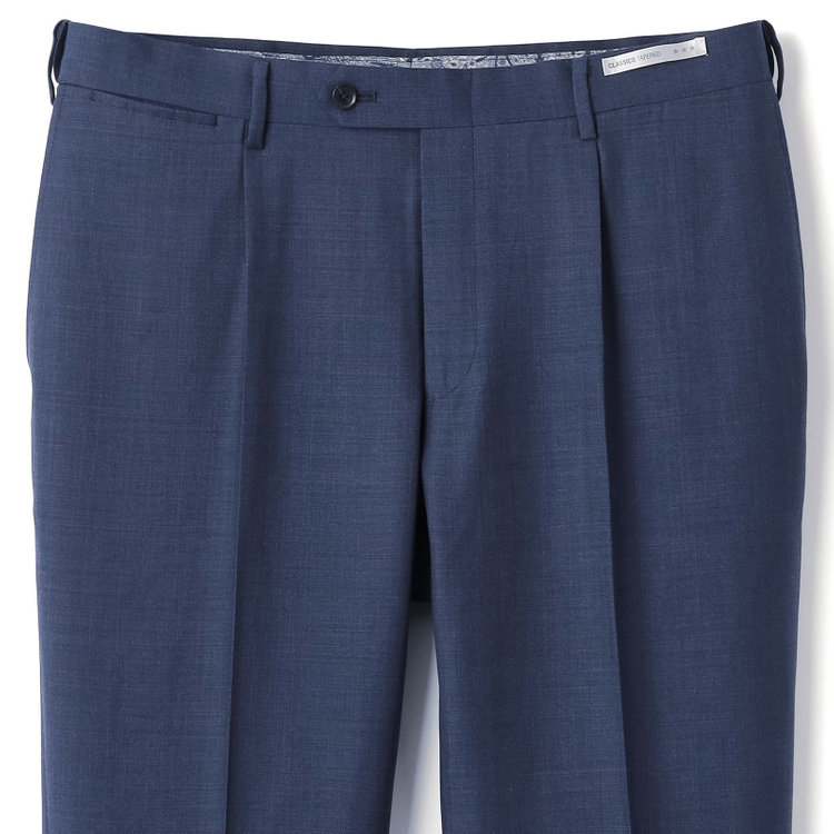 シルバーライン 【CLASSICO TAPERED】【春夏】ウール 1タックテーパードパンツ/ネイビー/ウエストムーブ/※裾上げ必要 紺中間