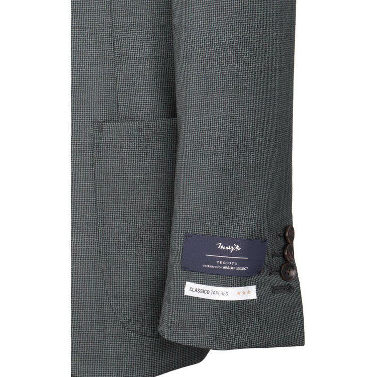 スーツセレクト 【発送在庫あり】【CLASSICO TAPERED】【春夏】3釦段返りシングルスーツ 2タック/カーキ＆ブラック×ハウンドトゥース/MARZOTTO ブラック系(黒)