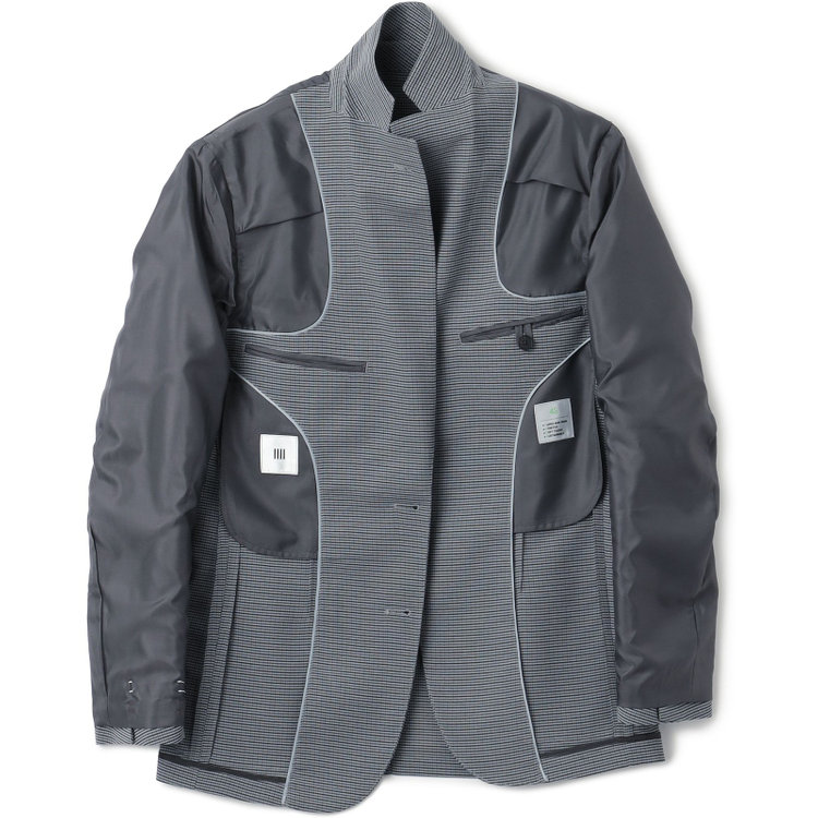 シルバーライン 【5DAYS CLOSET】【RBC】【春夏】2釦シングルジャケット/グレー×チェック/パッチポケット/4S SUSTAINABILITY&ECOLOGY FABRIC 紺中間
