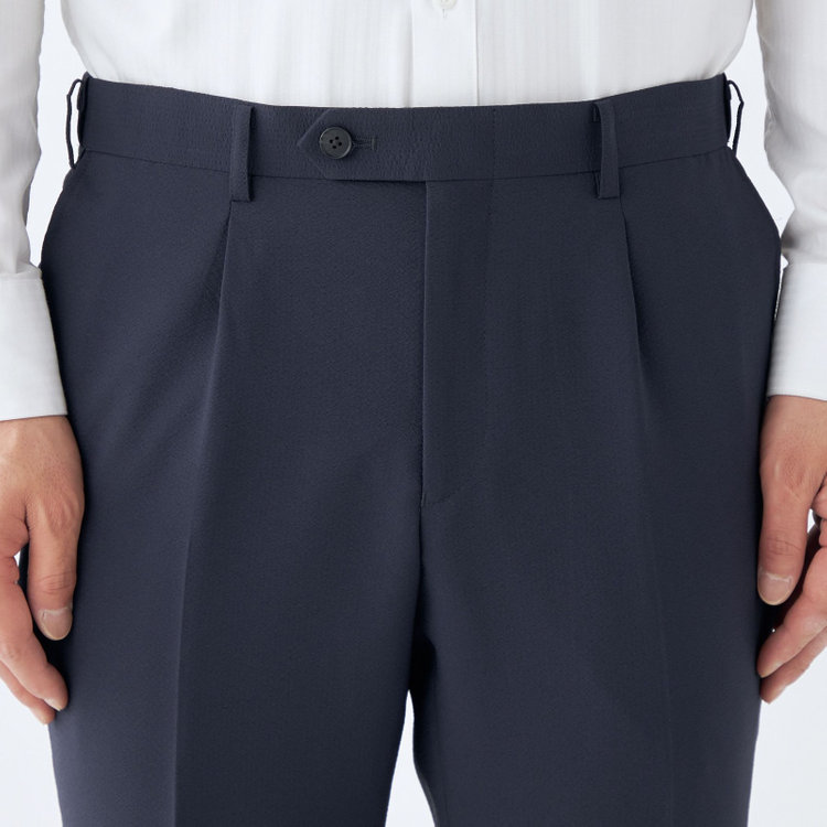 シルバーライン 【CLASSICO TAPERED】【春夏】1タックテーパードパンツ/ネイビー/※裾上げ済仕様 紺濃色