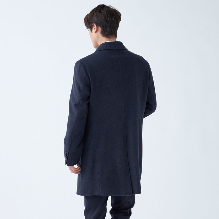 ブラックライン 【発送在庫あり】【BL】【AB体】ウールチェスターコート/ネイビー×ソリッド/NEW ZEALAND WOOL LIMITED EDITION 紺中間