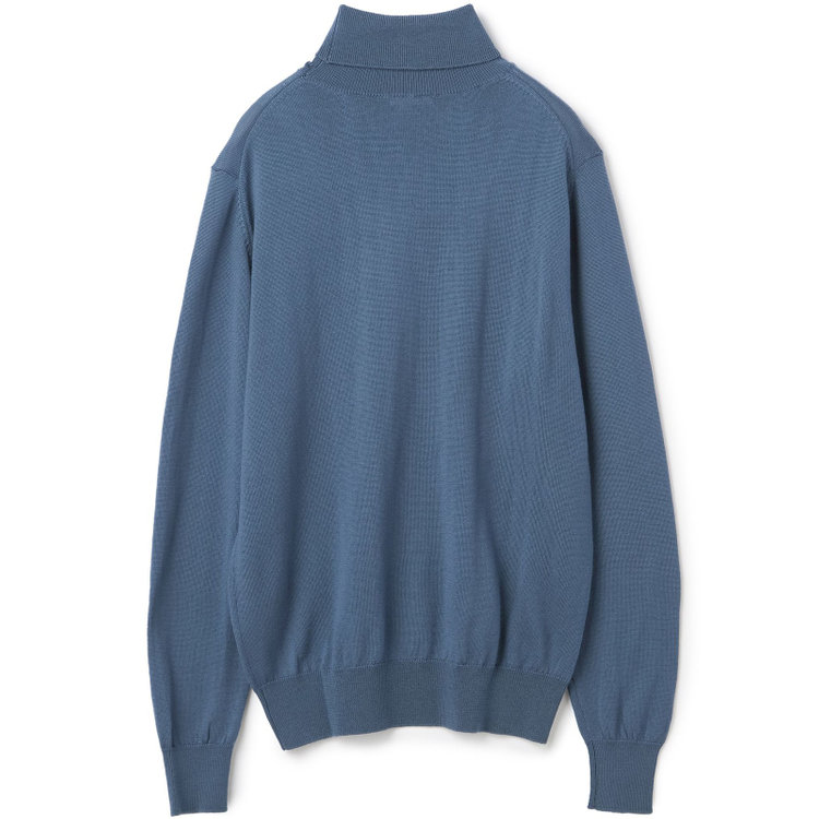スーツセレクト 【RBC】【秋冬】ウール100％タートルネックニットセーター/ブルー/ZEGNA BARUFFA/マシンウォッシャブル 青中間