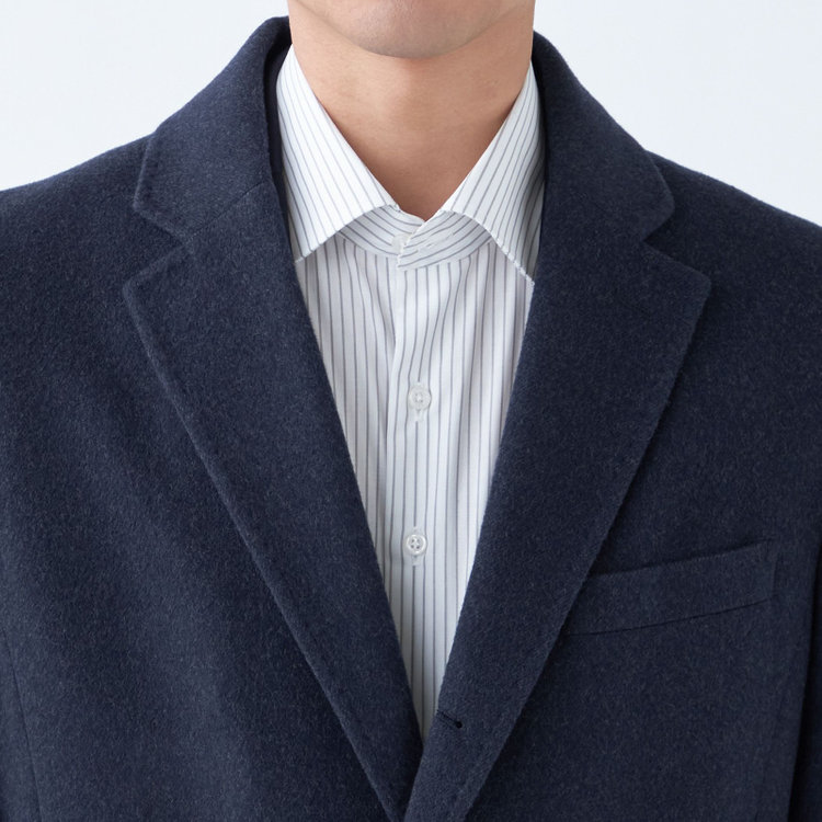 ブラックライン 【発送在庫あり】【BL】【AB体】ウールチェスターコート/ネイビー×ソリッド/NEW ZEALAND WOOL LIMITED EDITION 紺中間