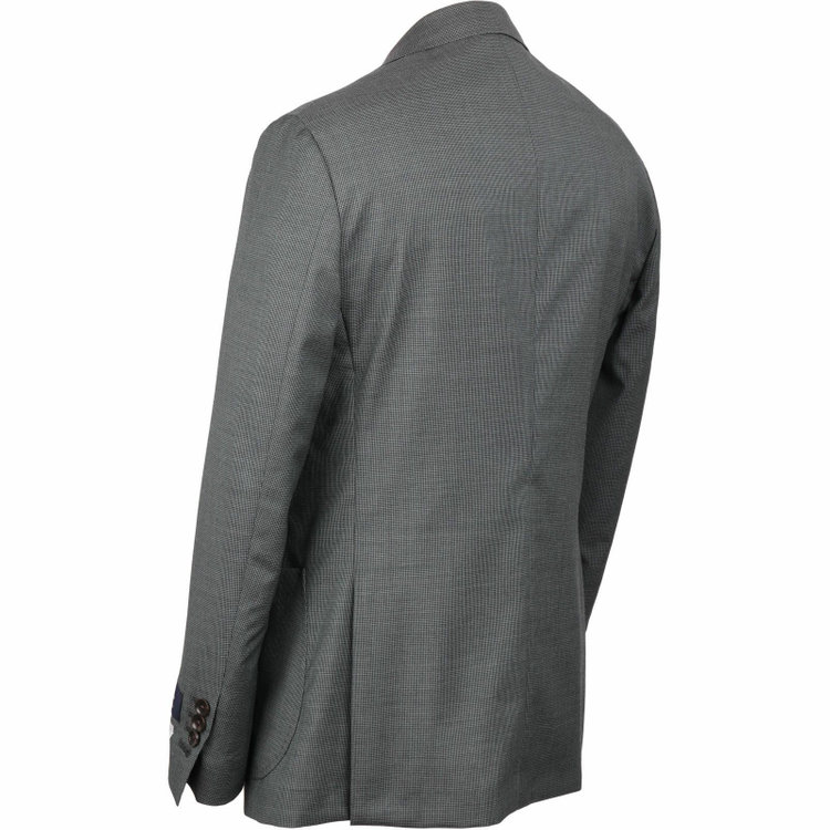 スーツセレクト 【発送在庫あり】【CLASSICO TAPERED】【春夏】3釦段返りシングルスーツ 2タック/カーキ＆ブラック×ハウンドトゥース/MARZOTTO ブラック系(黒)