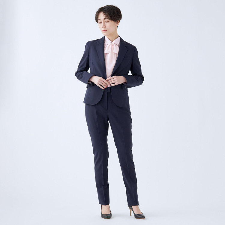 スーツセレクト 【SUIT SELECT×Samantha Thavasa】【年間】ストレートパンツ/ネイビー×ストライプ/4S/マシンウォシャブル/※裾上げ必要 紺中間