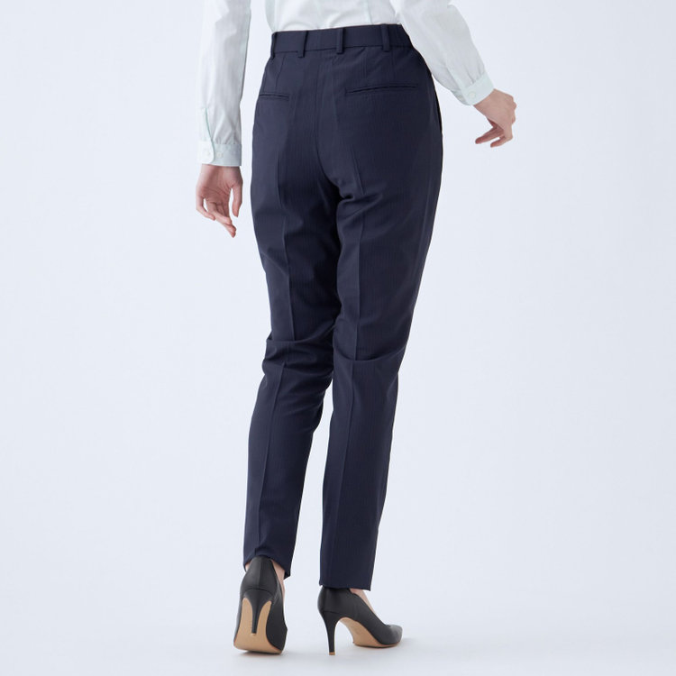 スーツセレクト 【SUIT SELECT×Samantha Thavasa】【年間】ストレートパンツ/ネイビー×ストライプ/4S/マシンウォシャブル/※裾上げ必要 紺中間