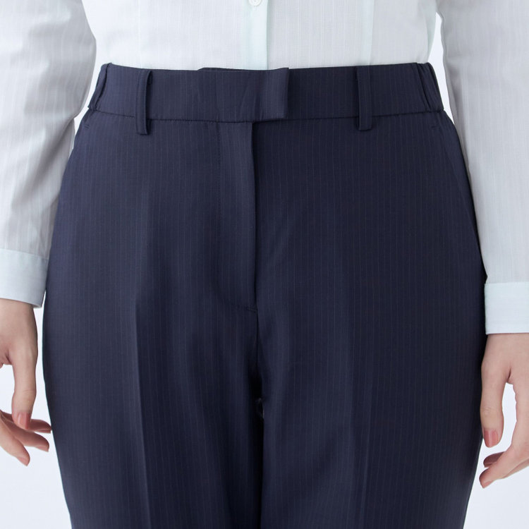 スーツセレクト 【SUIT SELECT×Samantha Thavasa】【年間】ストレートパンツ/ネイビー×ストライプ/4S/マシンウォシャブル/※裾上げ必要 紺中間