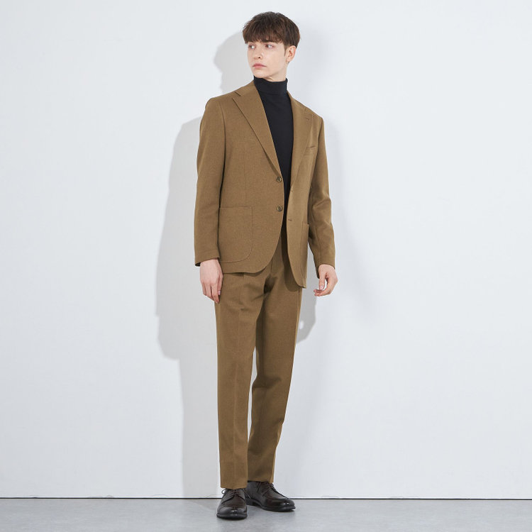 シルバーライン 【RBC】【秋冬】ドローコード2タックパンツ/ブラウン/ウエストシャーリング仕様/4S SUSTAINABILITY&ECOLOGY FABRIC/※裾上げ済仕様 茶中間