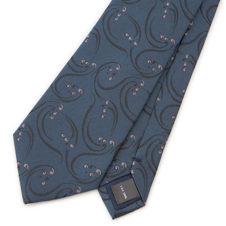 シルバーライン  【SILVER LINE】シルク小紋ネクタイ 8.0cm幅/ネイビー×ピンク その他