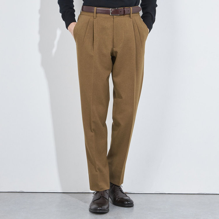 シルバーライン 【RBC】【秋冬】ドローコード2タックパンツ/ブラウン/ウエストシャーリング仕様/4S SUSTAINABILITY&ECOLOGY FABRIC/※裾上げ済仕様 茶中間
