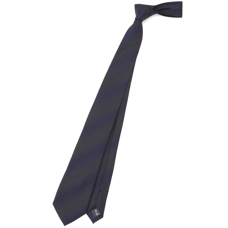 BLACK LINE】シルクブレンドストライプネクタイ 7.5cm幅/ネイビー