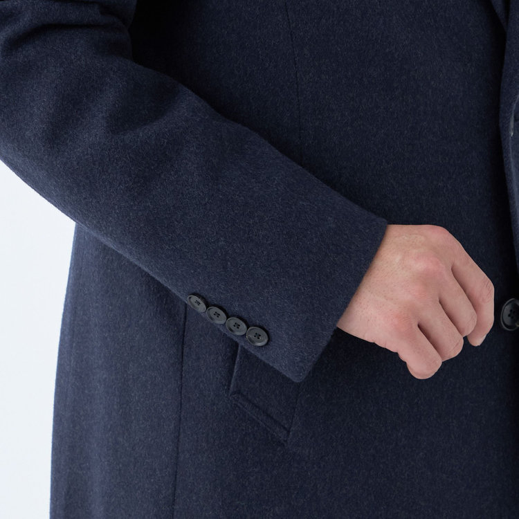 ブラックライン 【発送在庫あり】【BL】【AB体】ウールチェスターコート/ネイビー×ソリッド/NEW ZEALAND WOOL LIMITED EDITION 紺中間