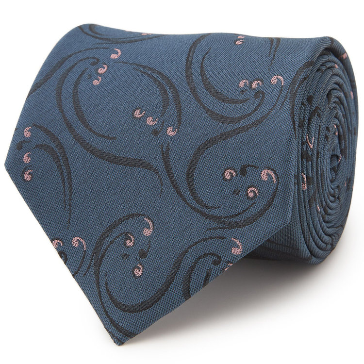 シルバーライン  【SILVER LINE】シルク小紋ネクタイ 8.0cm幅/ネイビー×ピンク その他