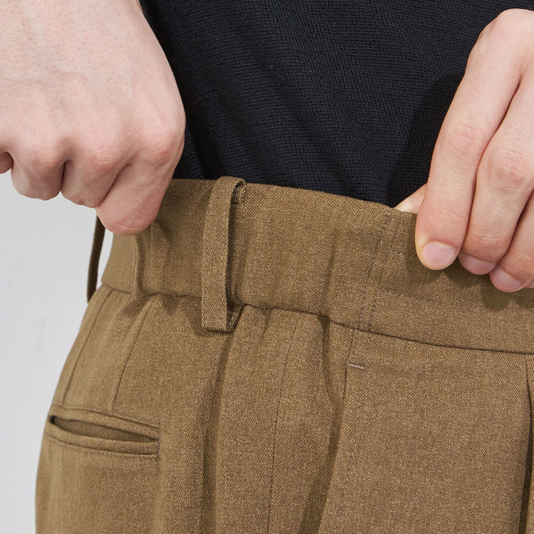 シルバーライン 【RBC】【秋冬】ドローコード2タックパンツ/ブラウン/ウエストシャーリング仕様/4S SUSTAINABILITY&ECOLOGY FABRIC/※裾上げ済仕様 茶中間