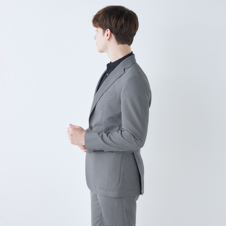 シルバーライン 【5DAYS CLOSET】【RBC】【春夏】2釦シングルジャケット/グレー×チェック/パッチポケット/4S SUSTAINABILITY&ECOLOGY FABRIC 紺中間