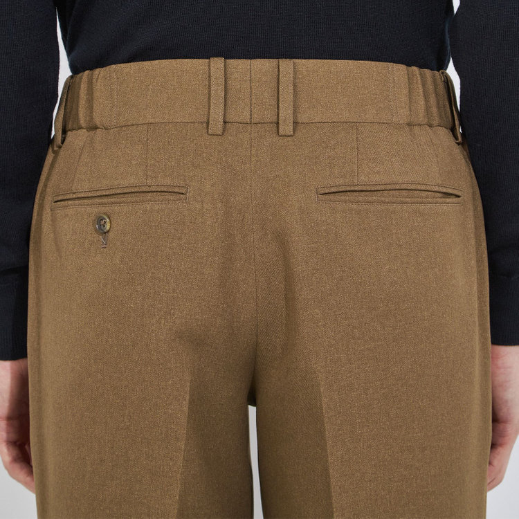 シルバーライン 【RBC】【秋冬】ドローコード2タックパンツ/ブラウン/ウエストシャーリング仕様/4S SUSTAINABILITY&ECOLOGY FABRIC/※裾上げ済仕様 茶中間