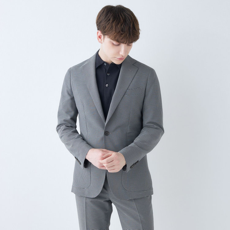 シルバーライン 【5DAYS CLOSET】【RBC】【春夏】2釦シングルジャケット/グレー×チェック/パッチポケット/4S SUSTAINABILITY&ECOLOGY FABRIC 紺中間