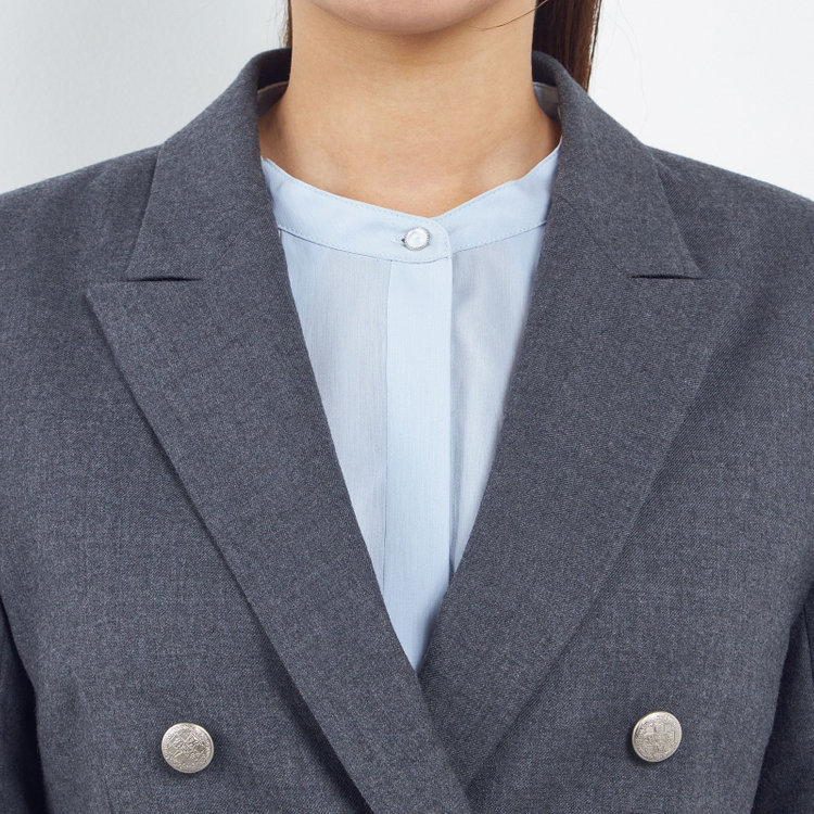 シルバーライン 【SILVER LINE】【秋冬】6釦2掛けダブルリミテッドブレザー/SUPER100'S/グレー×メタル釦 グレー濃色