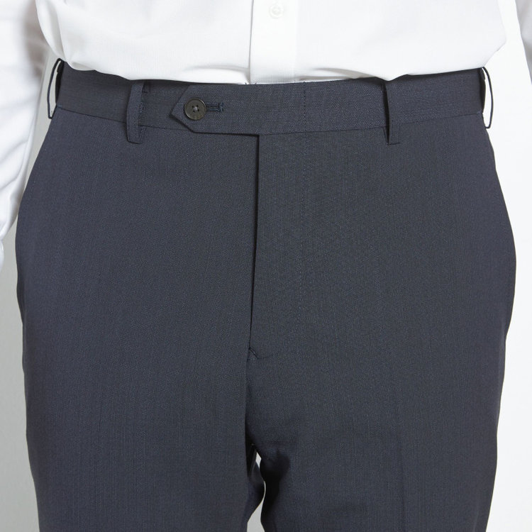 ブラックライン 【SLIM TAPERED】【春夏】0タックテーパードパンツ/ブラック×マイクロチェック/ウエストムーブ/ウォッシャブル/4S/※裾上げ必要 紺中間