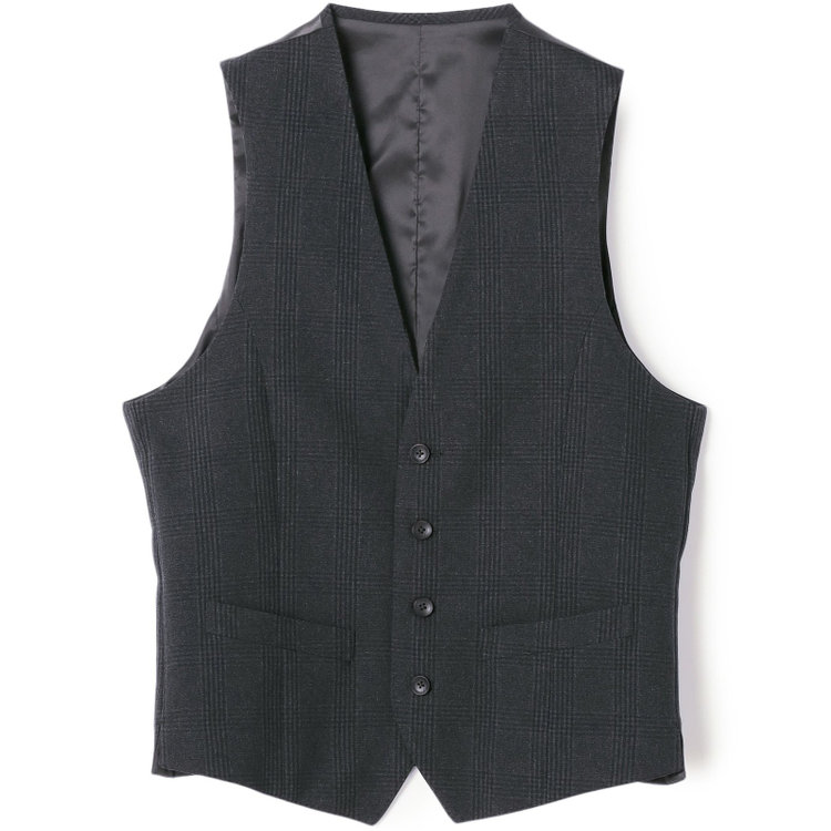 シルバーライン 【CLASSICO TAPERED】【秋冬】2釦シングルスリーピーススーツ 1タックテーパードパンツ/グレー×チェック/ウエストムーブ/4S SUSTAINABILITY&ECOLOGY FABRIC/※パンツ裾上げ済仕様 グレー濃色