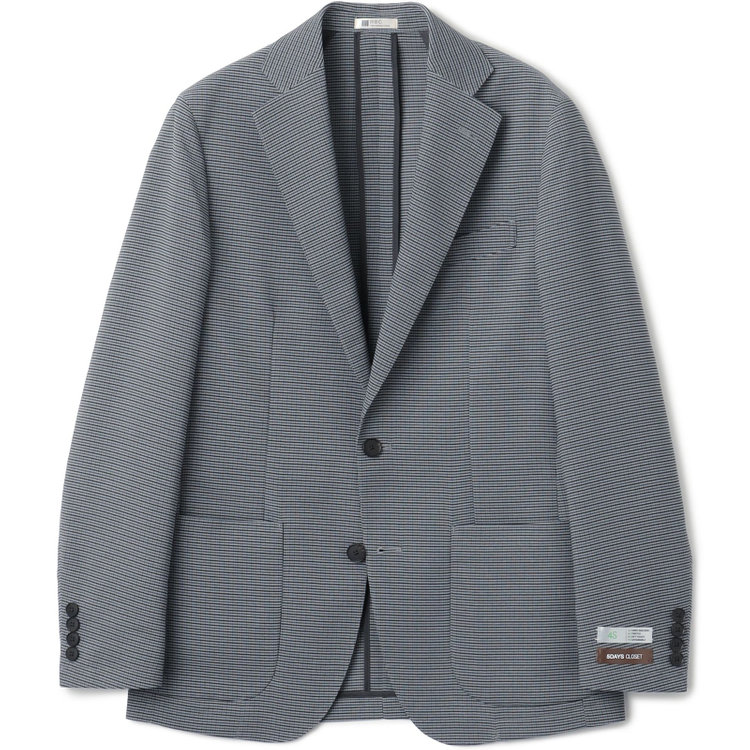 シルバーライン 【5DAYS CLOSET】【RBC】【春夏】2釦シングルジャケット/グレー×チェック/パッチポケット/4S SUSTAINABILITY&ECOLOGY FABRIC 紺中間