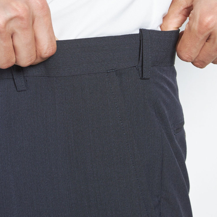 ブラックライン 【SLIM TAPERED】【春夏】0タックテーパードパンツ/ブラック×マイクロチェック/ウエストムーブ/ウォッシャブル/4S/※裾上げ必要 紺中間
