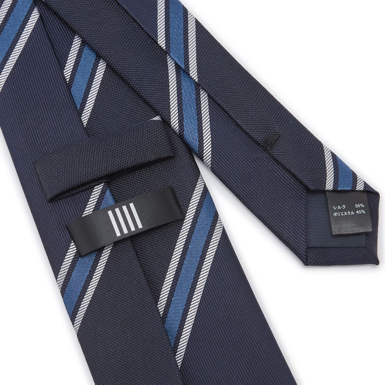 ブラックライン 【BLACK LINE】シルクブレンドストライプネクタイ 7.5cm幅/ネイビー×ブルー その他