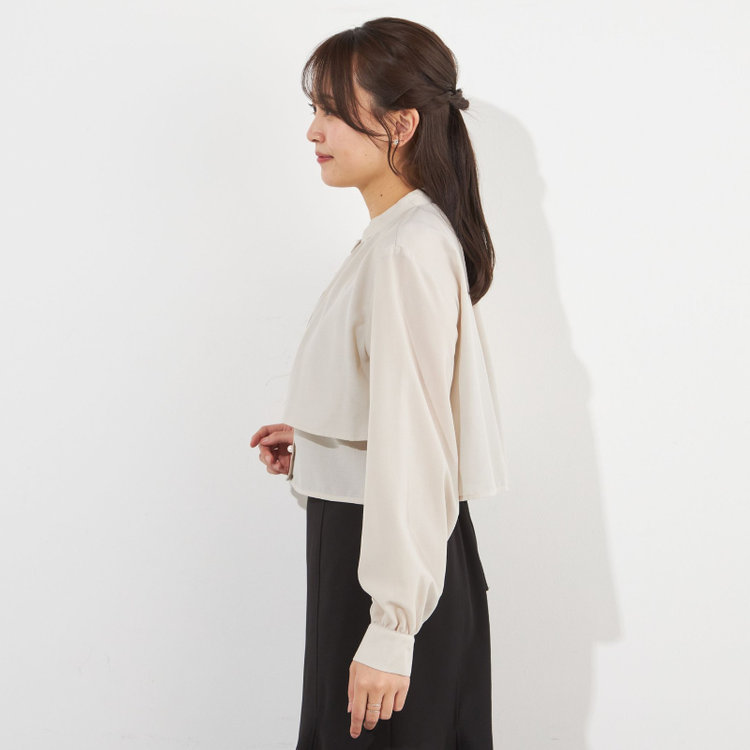 サマンサ 【SUIT SELECT×Samantha Thavasa】【長袖】パールボタウンブラウス/ベージュ 茶淡色