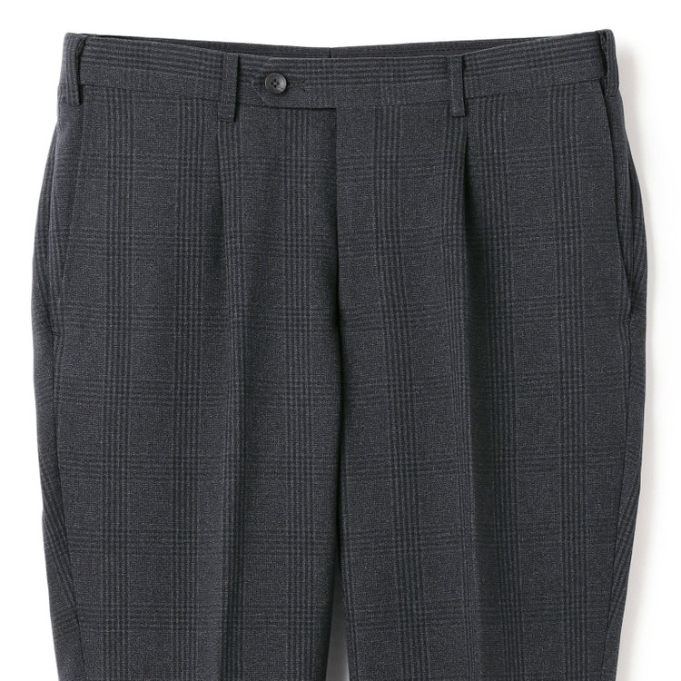 シルバーライン 【CLASSICO TAPERED】【秋冬】2釦シングルスリーピーススーツ 1タックテーパードパンツ/グレー×チェック/ウエストムーブ/4S SUSTAINABILITY&ECOLOGY FABRIC/※パンツ裾上げ済仕様 グレー濃色