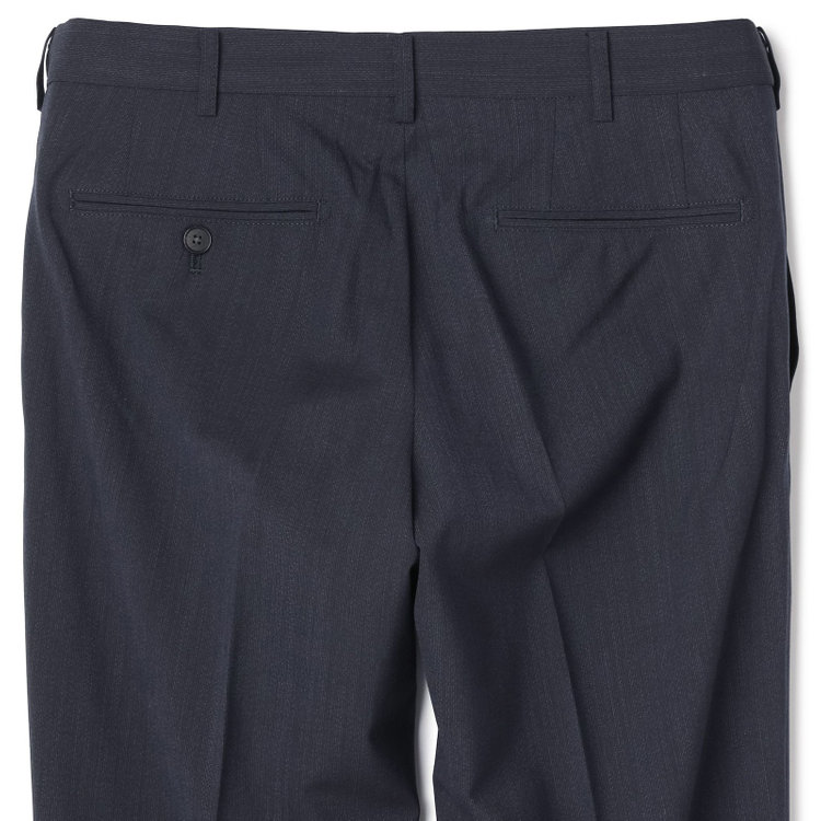 ブラックライン 【SLIM TAPERED】【春夏】0タックテーパードパンツ/ブラック×マイクロチェック/ウエストムーブ/ウォッシャブル/4S/※裾上げ必要 紺中間