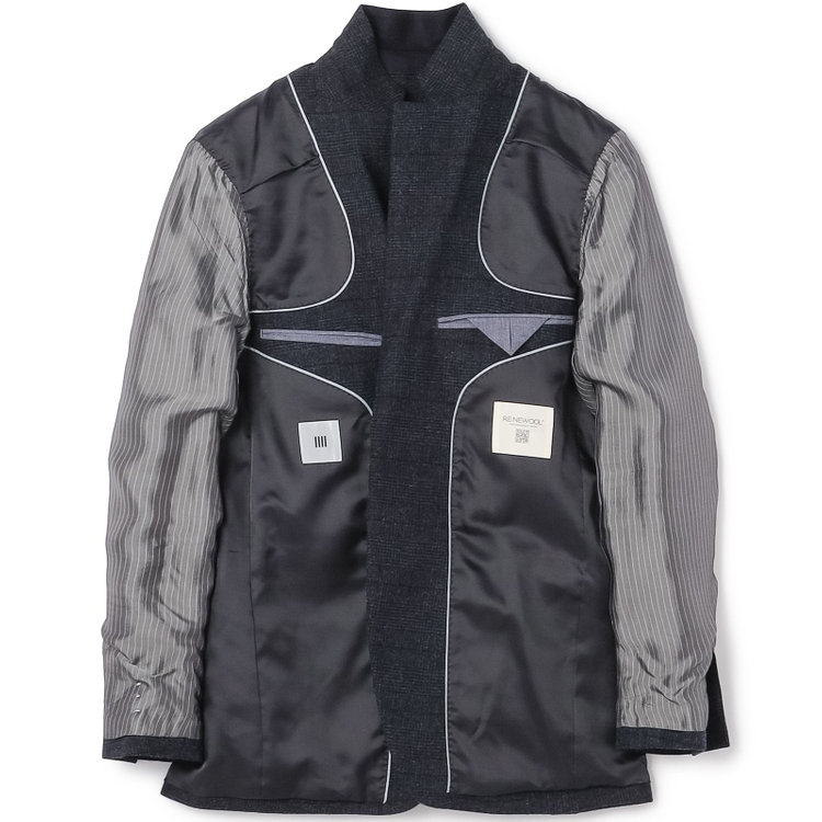 シルバーライン 【発送在庫あり】【CLASSICO TAPERED】【秋冬】2釦シングルスーツ 1タック/ネイビー×チェック/RE:NEWOOL/※裾上げ必要 紺中間