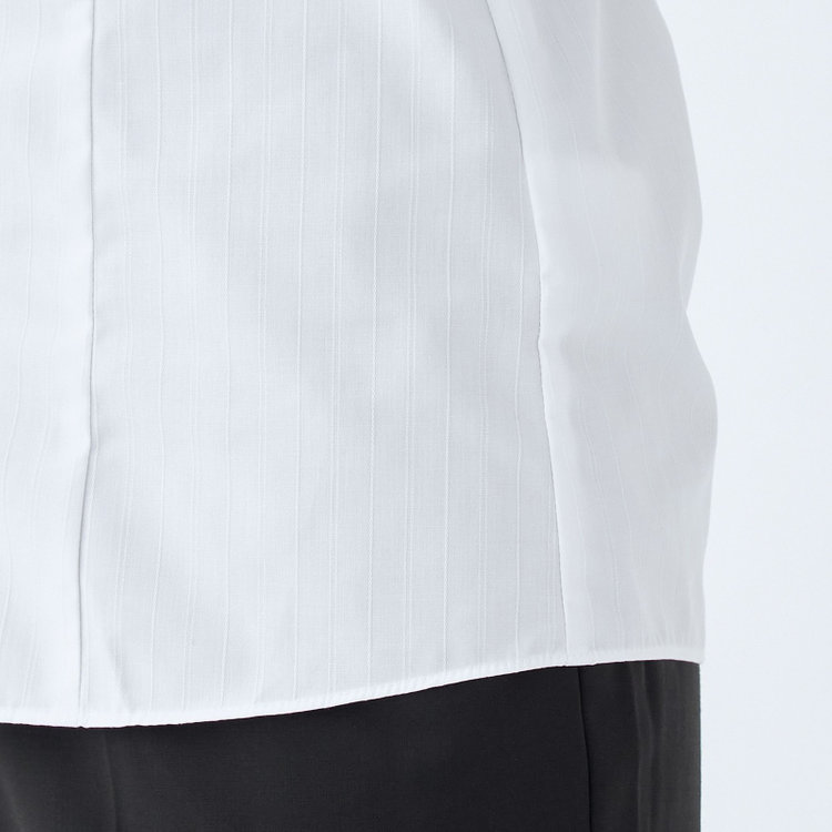 ソノタ 【SUIT SELECT×Samantha Thavasa】【長袖】リボン&フリル取り外しスキッパー/ホワイト×ドビーストライプ 白