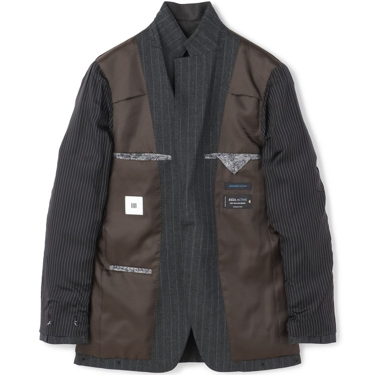 シルバーライン 【発送在庫あり】【CLASSICO TAPERED】【秋冬】2釦シングルスーツ 1タック/グレー×ストライプ/REDA ACTIVE/NEW ZEALAND MERINO/SHOWER CLEAN/※裾上げ必要 グレー濃色