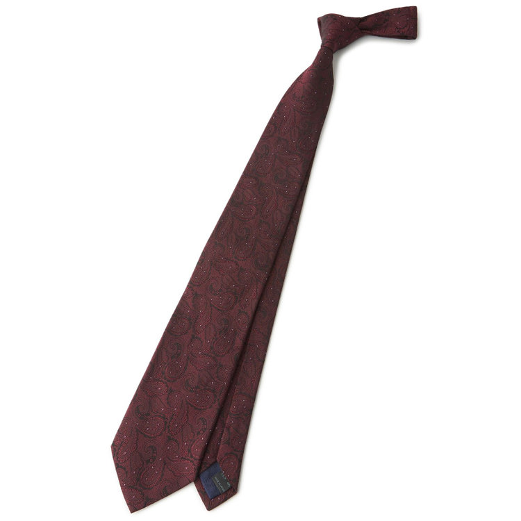 シルバーライン 【発送在庫あり】 【SILVER LINE】コットンシルクペイズリーネクタイ 8.5cm幅/ワイン/ITALIAN FABRICS その他
