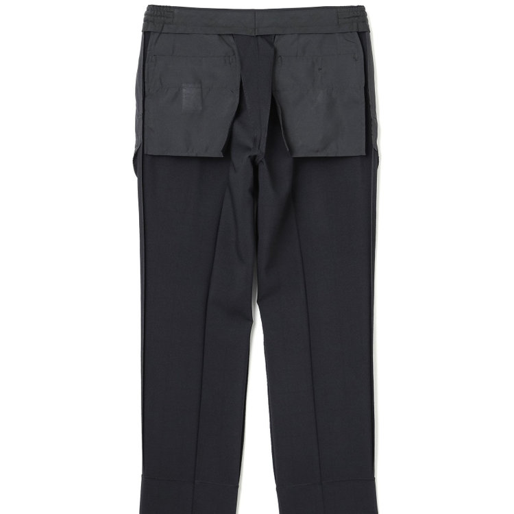 ブラックライン 【SLIM TAPERED】【春夏】0タックテーパードパンツ/ブラック×ウィンドペン/ウエストシャーリング/ウォッシャブル/4S/※裾上げ済仕様 黒