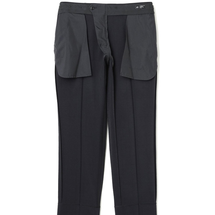 ブラックライン 【SLIM TAPERED】【春夏】0タックテーパードパンツ/ブラック×ウィンドペン/ウエストシャーリング/ウォッシャブル/4S/※裾上げ済仕様 黒
