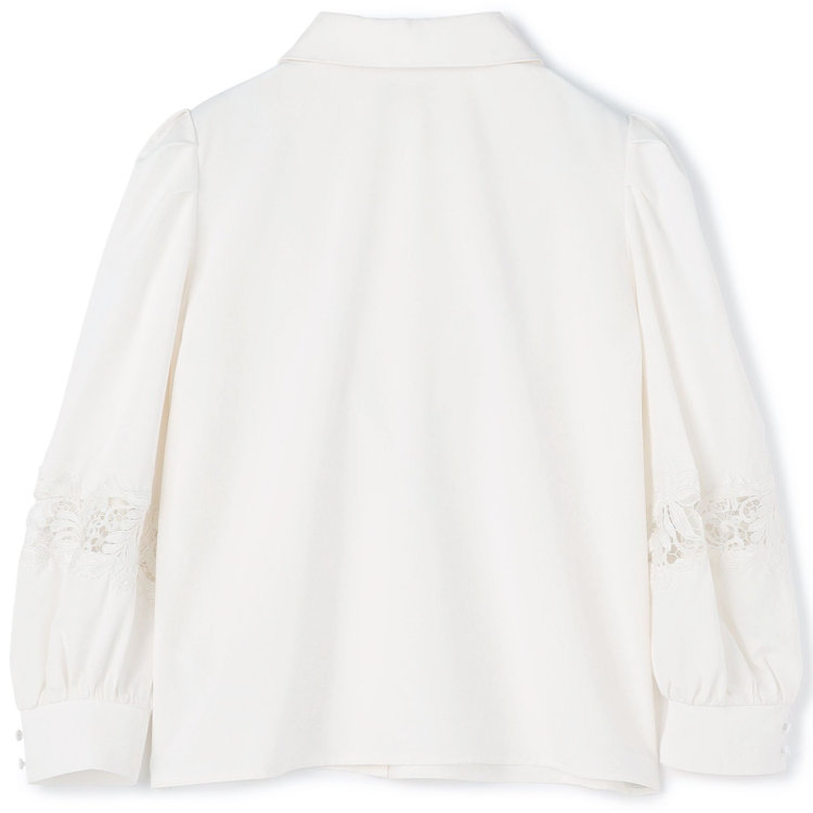 スーツセレクト  【Lady Like BLOUSE】【長袖】袖レース切替えブラウス/クリームホワイト 白