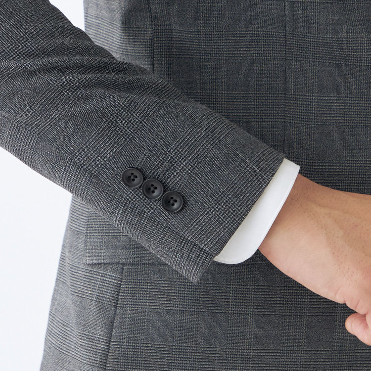 ブラックライン 【発送在庫あり】【SLIM TAPERED_2】【春夏】2釦シングルスーツ 0タック/グレー×グレンチェック/ウエストシャーリング/4S SUSTAINABILITY&ECOLOGY FABRIC/※パンツ裾上げ済仕様 グレー中間