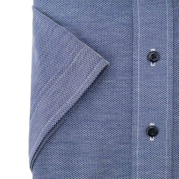 ブラックライン 【発送在庫あり】【BLACK LINE/半袖】ホリゾンタルワイドワイシャツ/ネイビー×ドビー/「4S HONEYCOMB MESH」スーパーノンアイロン・ストレッチ 紺中間