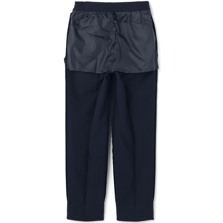 シルバーライン 【発送在庫あり】【RELAX TAPERED】【年間】ノーカラー ホック留めパンツスーツ/ネイビー/ウォッシャブル/ウエストシャーリング仕様/※パンツ裾上げ済仕様 紺中間