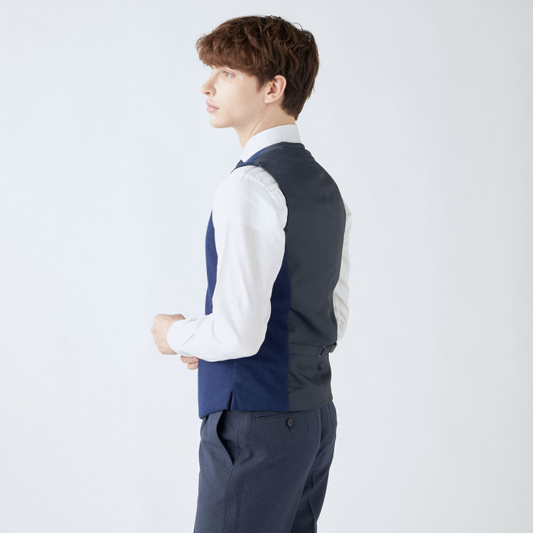 シルバーライン 【WEB限定/OUTLET】【SL】【秋冬】リバーシブルジレ(ベスト)/ネイビー＆グレー/NANO-HEAT 紺中間