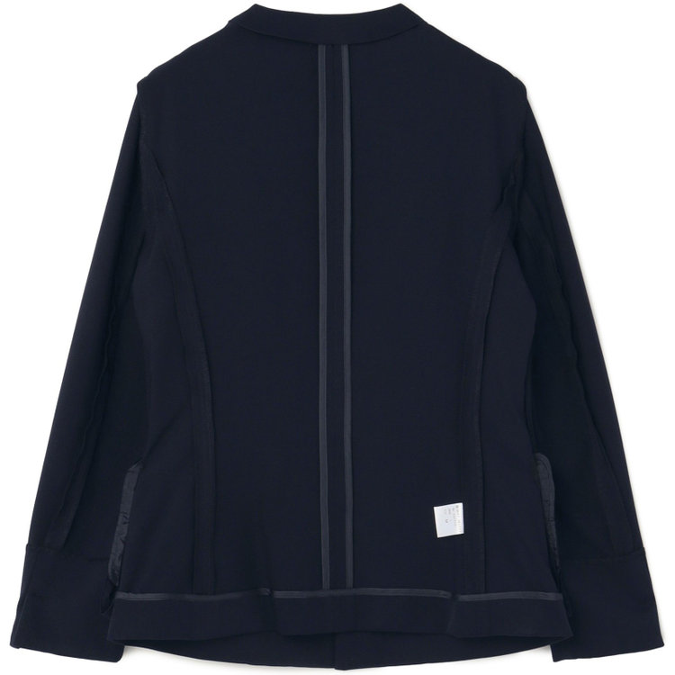 シルバーライン 【発送在庫あり】【RELAX TAPERED】【年間】ノーカラー ホック留めパンツスーツ/ネイビー/ウォッシャブル/ウエストシャーリング仕様/※パンツ裾上げ済仕様 紺中間